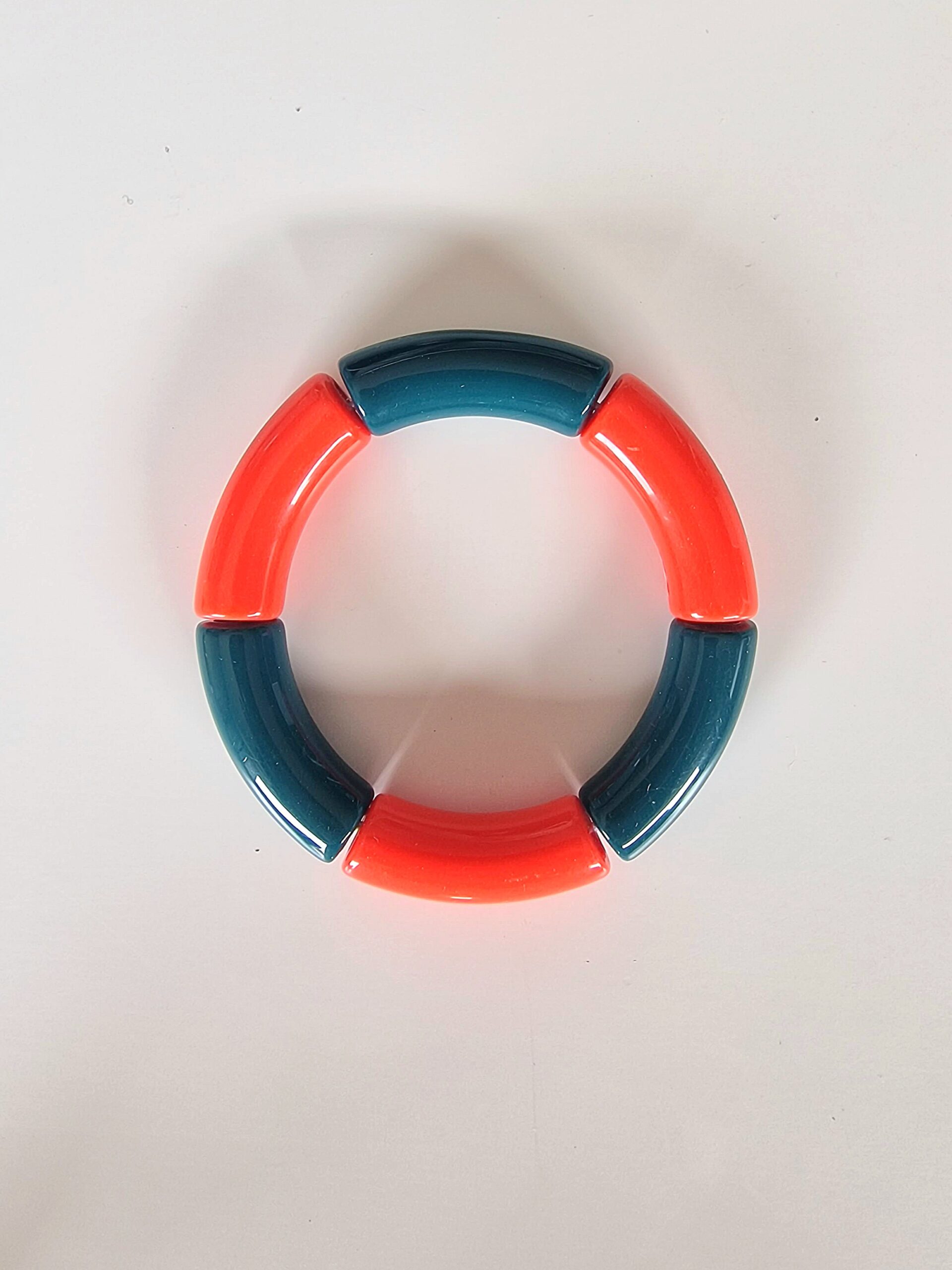 Bracelet bouée vert canard et orange foncé