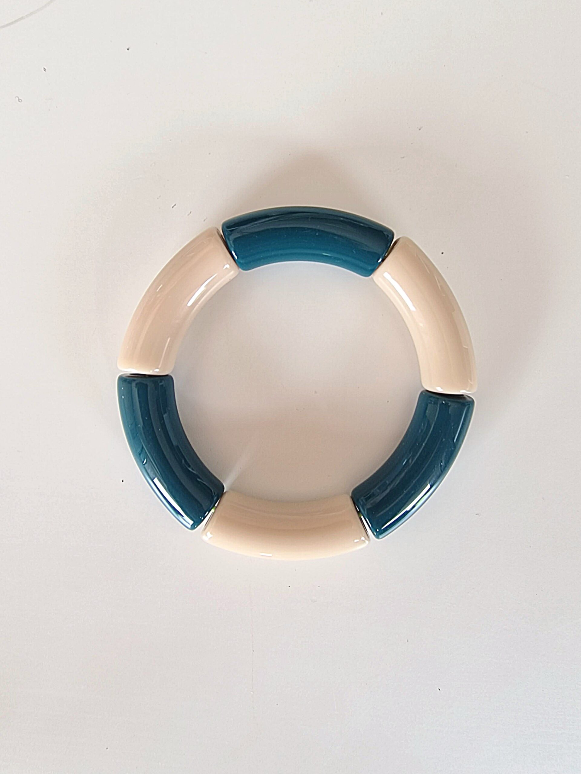 Bracelet bouée vert canard et beige