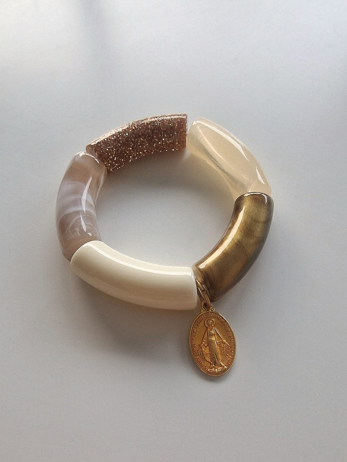 Bracelet enfant BAZHUS X CATHO RETRO, médaille champagne