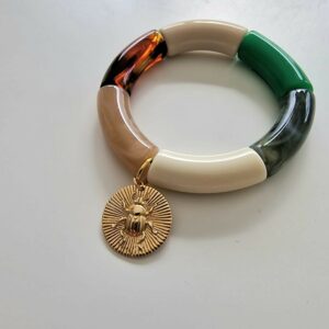 Bracelet au choix et sa médaille Scarabée, en plaqué or 3 microns